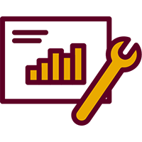 illustrated icon of a bar chart and a wrench on top of it